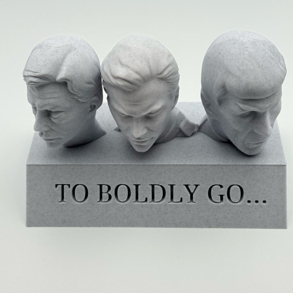 "To Boldy Go" Star Trek TOS Kirk, Spock, McCoy desktop statue